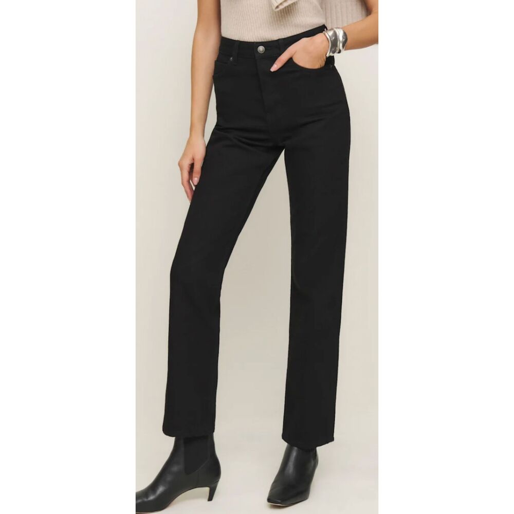 Cynthia High Rise Straight Jeans Black Size 28